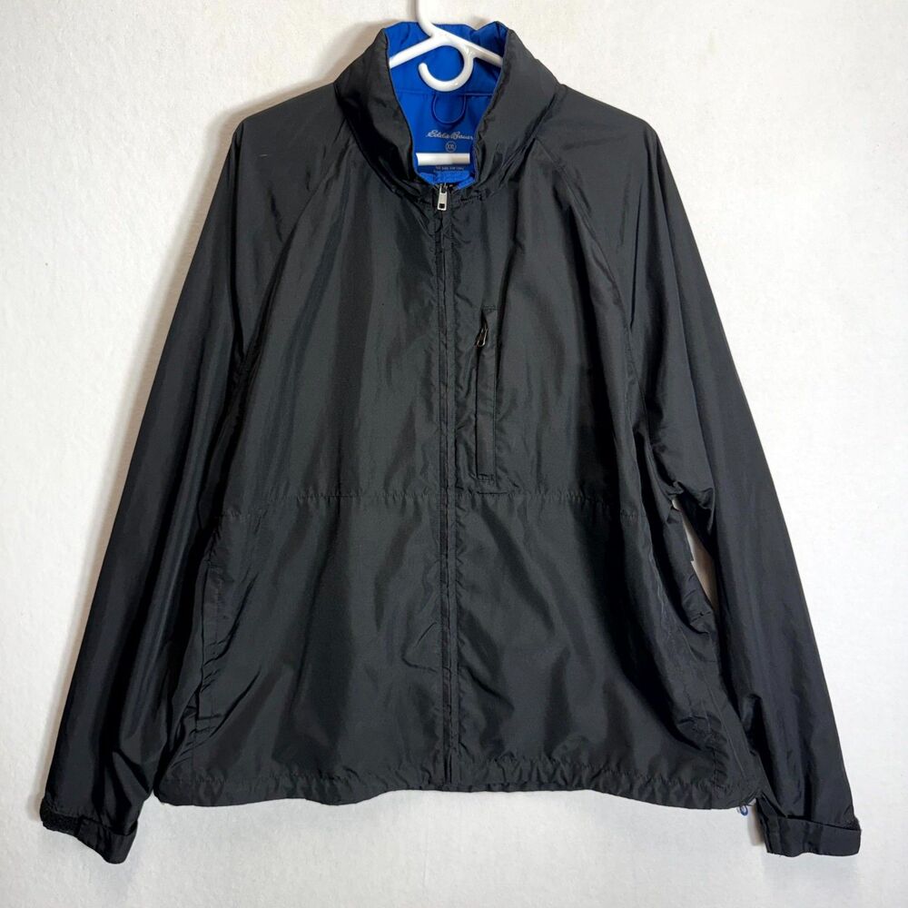 Eddie Bauer Men's Windbreaker Lightweight Black Packable Size XXL